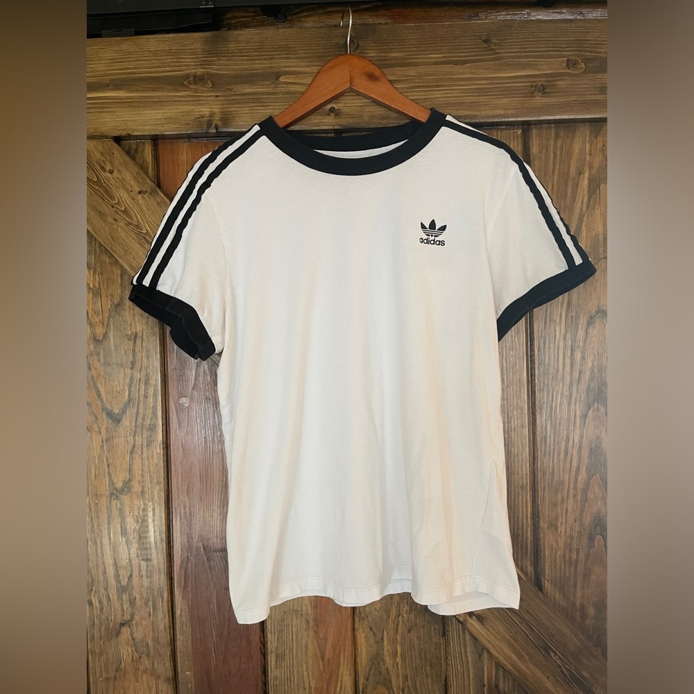 Adidas men’s White Three-Stripe T-Shirt size M